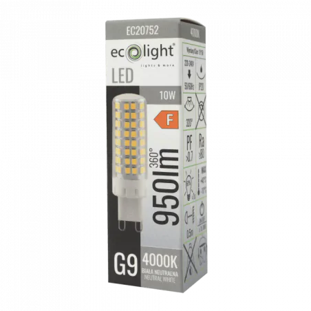 Gwint-trzonek-g9 - mocna żarówka led g9 10w neutralna 3000k 950lm ec20752 eco-light 