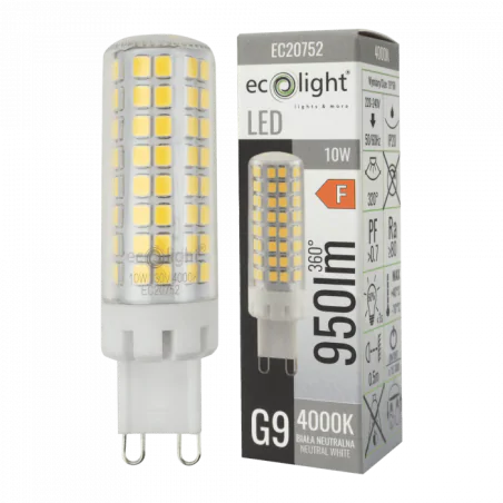 Gwint-trzonek-g9 - mocna żarówka led g9 10w neutralna 3000k 950lm ec20752 eco-light 
