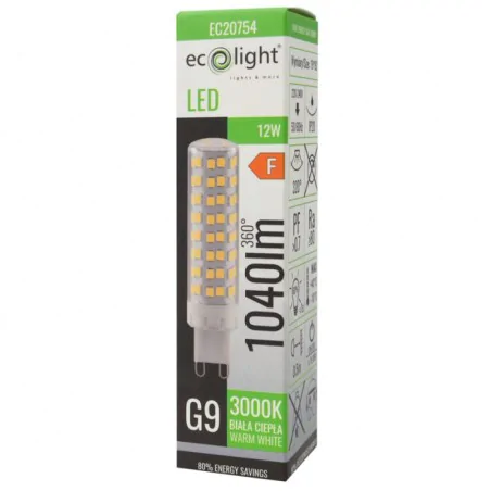 Gwint-trzonek-g9 - mocna żarówka led g9 12w z ciepłym białym światłem 3000k 1040lm ec20754 eco-light 