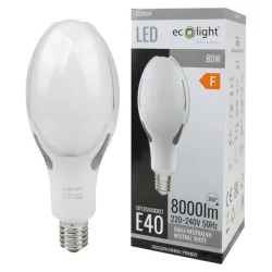 Gwinttrzonek-e40 - żarówka led uliczna do latarni mocna e40 80w 4000k 8000lm eco-light