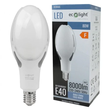 Gwinttrzonek-e40 - żarówka led do opraw ulicznych mocna pod inwestycje e40 80w 6000k 8000lm eco-light 
