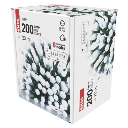 Oswietlenie-choinkowe - lampki na choinkę kulki led 200 cherry 20m zimna biel 8 programów ip44 d5ac23 emos 