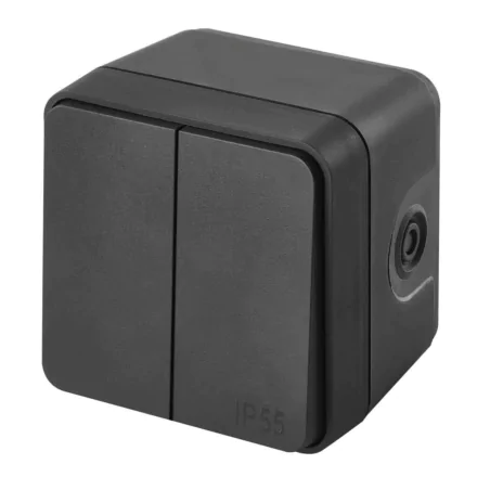 Wylaczniki-schodowe - wyłącznik podwójny schodowy natynkowy szary ip55 cyklone emos 