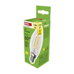 Gwint-trzonek-e14 - zf3d42 żarówka led filament świeczka e14 5,9w-60w 806lm ciepła 2700k emos