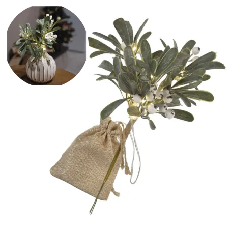 Dekoracje-swiateczne-led - dekoracja świąteczna świecąca gałązka jemioła led na baterie emos dctw29 