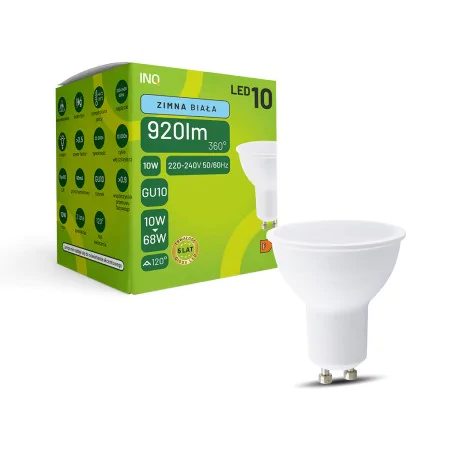 Gwint-trzonek-e14 - mocna żarówka led gu10 reflektor do oczek sufitowych 10w zimna 6500k mr037cw inq 