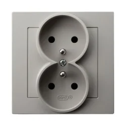 Gniazda-podwojne-podtynkowe - gniazdo podwójne z ramką w komplecie kaszmir z uziemieniem kontakt matowy as gp-2gz/82 ospel