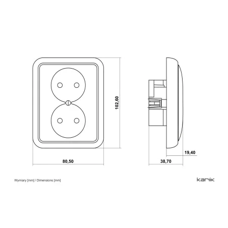 Gniazda-elektryczne - 1gpt-2 beżowe gniazdo podwójne bez uziemienia podtynkowe z ramką liza karlik 