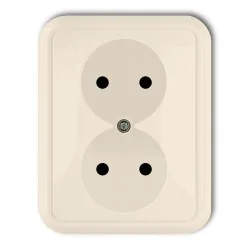 Gniazda-elektryczne - 1gpt-2 beżowe gniazdo podwójne bez uziemienia podtynkowe z ramką liza karlik