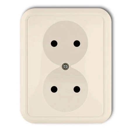 Gniazda-elektryczne - 1gpt-2 beżowe gniazdo podwójne bez uziemienia podtynkowe z ramką liza karlik 