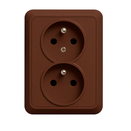 Gniazda-podwojne-podtynkowe - brązowe gniazdo podwójne z uziemieniem czeskie z ramką 4gpd-2z liza karlik 