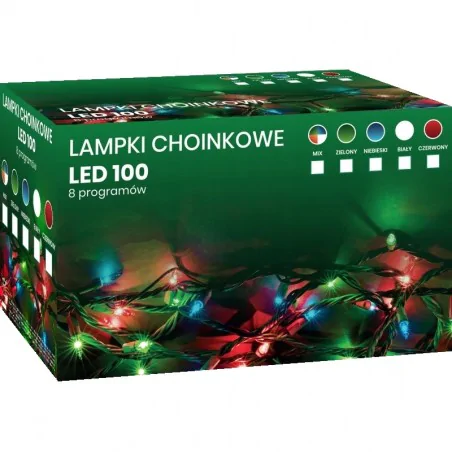 Oswietlenie-choinkowe - lampki choinkowe białe zimne 100 led światełka na choinkę wewnętrzne inq 