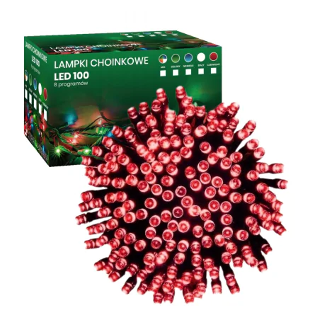 Oswietlenie-choinkowe - lampki choinkowe wewnętrzne led 100 czerwone światełka na choinkę inq 