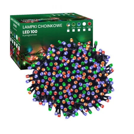 Oswietlenie-choinkowe - wielokolorowe lampki choinkowe 100 led światełka na choinkę multikolor ip20 inq 