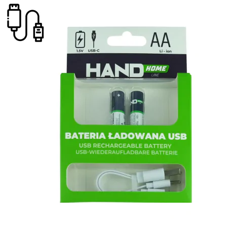 Baterie - akumulatorki aa zwykłe paluszki z możliwością ładowania kablem usb-c 2600mwh zestaw 2szt. w-00533 plast-rol 