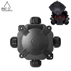 Puszki-natynkowe - puszka natynkowa hermetyczna czarna z dławikami ip67 ze złączkami wago 6455-11 5.p/5 acidur sez