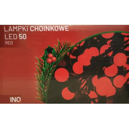 Oswietlenie-choinkowe - lampki choinkowe czerwone kuleczki na choinkę 50led red 3w 5m inq 