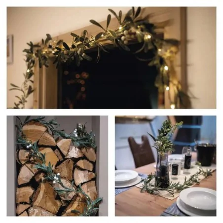 Dekoracje-swiateczne-led - dekoracja świąteczna świecąca girlanda na stół jemioła led na baterie emos dctw27 