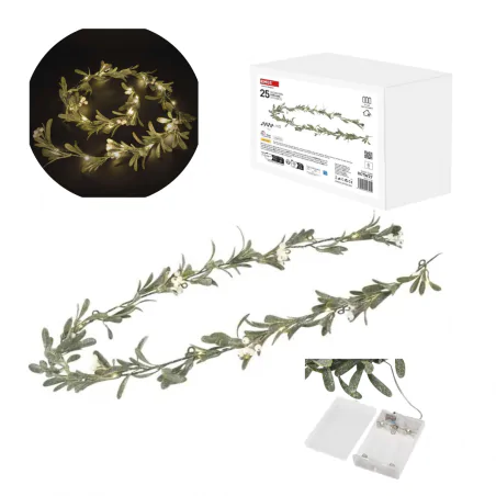 Dekoracje-swiateczne-led - dekoracja świąteczna świecąca girlanda na stół jemioła led na baterie emos dctw27 