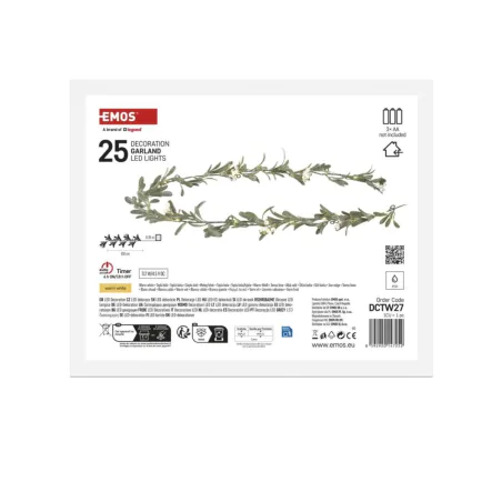 Dekoracje-swiateczne-led - dekoracja świąteczna świecąca girlanda na stół jemioła led na baterie emos dctw27 