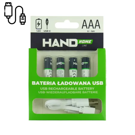 Baterie - baterie cienkie paluszki z możliwością bezpośredniego ładowania kablem usb-c akumulatorki zestaw 4szt. 750mah w-00537 plast-rol 