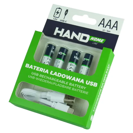 Baterie - baterie cienkie paluszki z możliwością bezpośredniego ładowania kablem usb-c akumulatorki zestaw 4szt. 750mah w-00537 plast-rol 