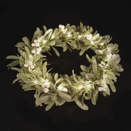 Dekoracje-swiateczne-led - wianek świąteczny na drzwi jemioła led na baterie emos dctw28 