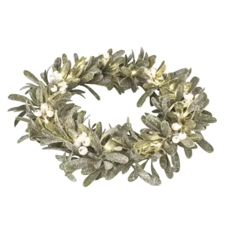 Dekoracje-swiateczne-led - wianek świąteczny na drzwi jemioła led na baterie emos dctw28 