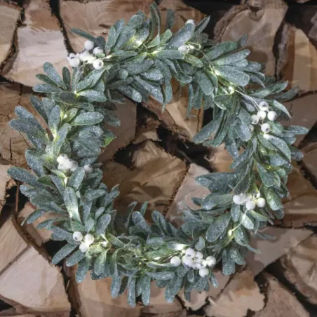 Dekoracje-swiateczne-led - wianek świąteczny na drzwi jemioła led na baterie emos dctw28 