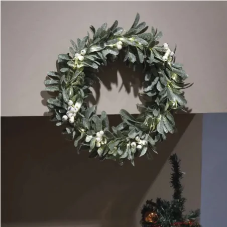 Dekoracje-swiateczne-led - wianek świąteczny na drzwi jemioła led na baterie emos dctw28 