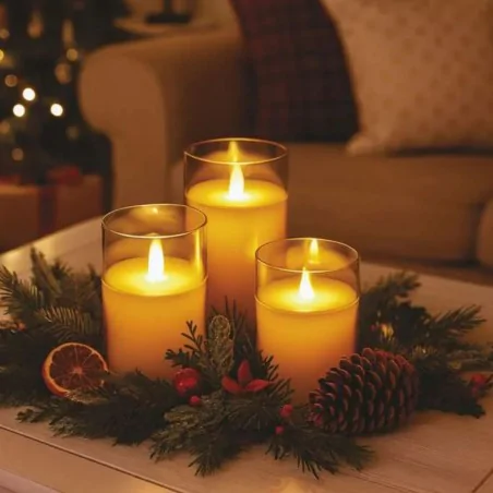 Dekoracje-swiateczne-led - dekoracyjne szklane świece led z ruchomym płomieniem 3 sztuki na baterie dccw05   emos 