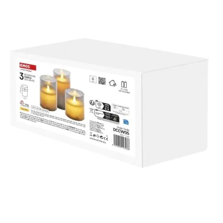 Dekoracje-swiateczne-led - dekoracyjne szklane świece led z ruchomym płomieniem 3 sztuki na baterie dccw05   emos 