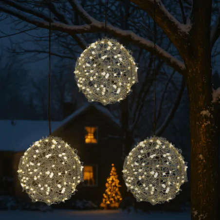 Lampki-choinkowe-i-ozdoby-swiateczne - dekoracja na święta bożego narodzenia wisząca świecąca kula z ciepłym światłem dctw33 
