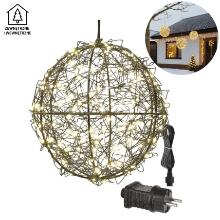 Lampki-choinkowe-i-ozdoby-swiateczne - dekoracja na święta bożego narodzenia wisząca świecąca kula z ciepłym światłem dctw33 