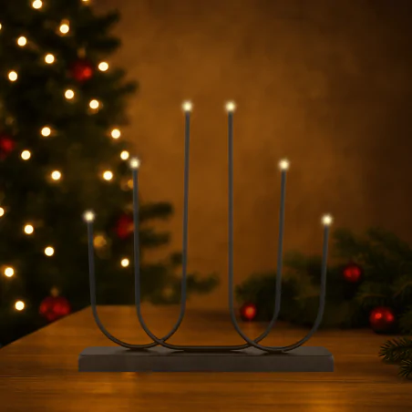 Dekoracje-swiateczne-led - świecznik led czarny bezprzewodowy z ciepłym światłem 6 diod led prezent dekoracja świąteczna dcaw24 emos 