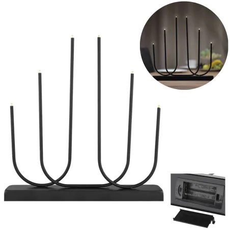 Dekoracje-swiateczne-led - świecznik led czarny bezprzewodowy z ciepłym światłem 6 diod led prezent dekoracja świąteczna dcaw24 emos 