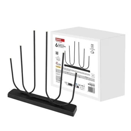 Dekoracje-swiateczne-led - świecznik led czarny bezprzewodowy z ciepłym światłem 6 diod led prezent dekoracja świąteczna dcaw24 emos 