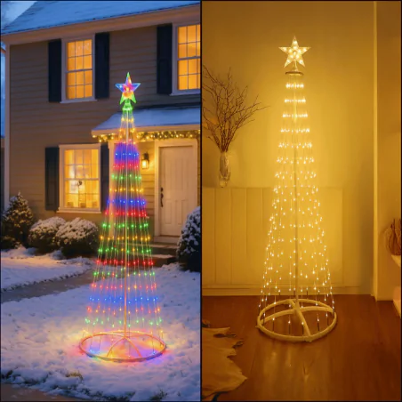 Dekoracje-swiateczne-led - dekoracja bożonarodzeniowa na zewnątrz choinka led z gwiazdą na pilota rgb+2700k 1,8m ek2403 eko-light 