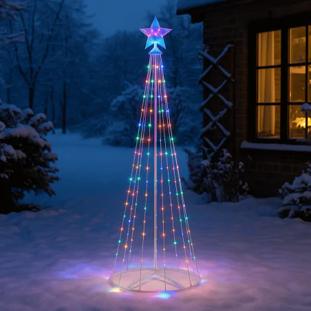 Dekoracje-swiateczne-led - dekoracja bożonarodzeniowa na zewnątrz choinka led z gwiazdą na pilota rgb+2700k 1,8m ek2403 eko-light 
