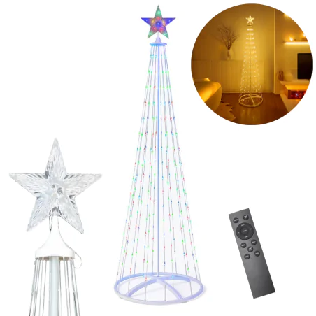 Dekoracje-swiateczne-led - dekoracja bożonarodzeniowa na zewnątrz choinka led z gwiazdą na pilota rgb+2700k 1,8m ek2403 eko-light 