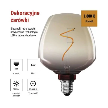 Zarowki-dekoracyjne - żarówka dekoracyjna ozdobna bursztynowa vintage spirala 4w ciepła e27  emos 