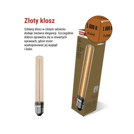 Zarowki-dekoracyjne - żarówka led podłużna do lampy dekoracyjna bursztynowa długa t30 2w  emos 