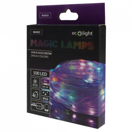 Tasmy-led - magiczna taśma led kolorowa sterowana telefonem 100 led wąż choinkowy na zewnątrz 5m ml61623 eco-light 