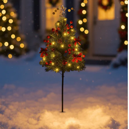 Dekoracje-swiateczne-led - dekoracja na święta bożego narodzenia wbijana choinka led mini zielona ml2407 eko-light 