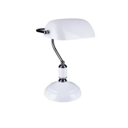 Lampki-biurkowe - vo2156 lampka bankierska na biurko do gabinetu biała e27 volteno