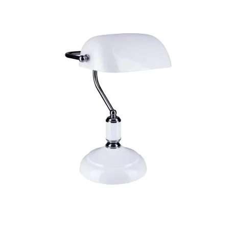 Lampki-biurkowe - vo2156 lampka bankierska na biurko do gabinetu biała e27 volteno 