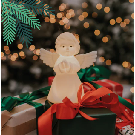 Dekoracje-swiateczne-led - lampka świąteczna na prezent świecący aniołek mw61106 interblue 