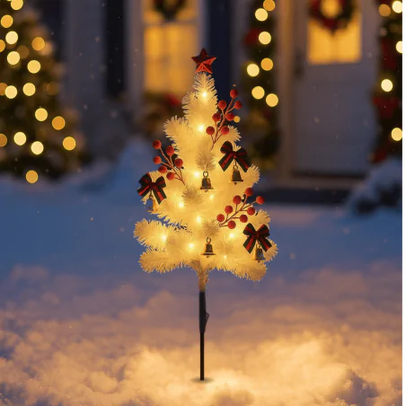 Dekoracje-swiateczne-led - dekoracja bożonarodzeniowa choinka led na zewnątrz wbijana biała ml2408 eko-light 