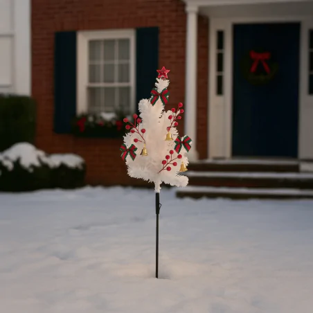 Dekoracje-swiateczne-led - dekoracja bożonarodzeniowa choinka led na zewnątrz wbijana biała ml2408 eko-light 