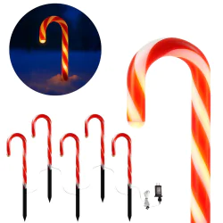 Dekoracje-swiateczne-led - łańcuch świąteczny na zewnątrz laski cukrowe 5szt girlanda wbijana ml2406 eko-light